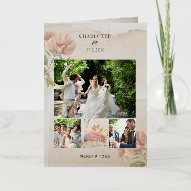Carte De Remerciements Mariage photo  (Recto)