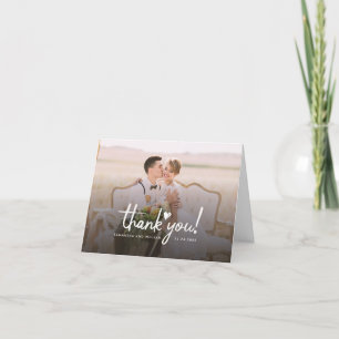 Carte De Remerciements Mariage photo à la main des jeunes mariés