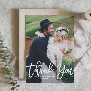 Carte De Remerciements Mariage photo à main rustique