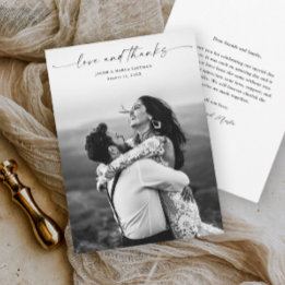 Carte De Remerciements Mariage Photo Amour et Remerciements Écriture Mode