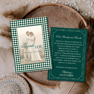 Carte De Remerciements Mariage Photo Ancienne Fortune Vérifiée Verte Vint