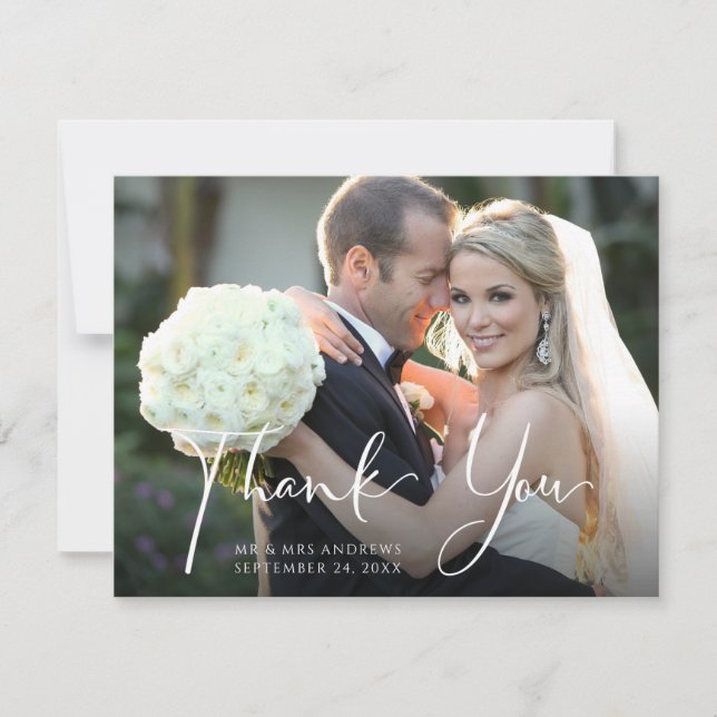 Carte De Remerciements Mariage Photo Blush Pink Floral (Devant)