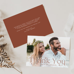 Carte De Remerciements Mariage photo Classic Elegance Brown Clay