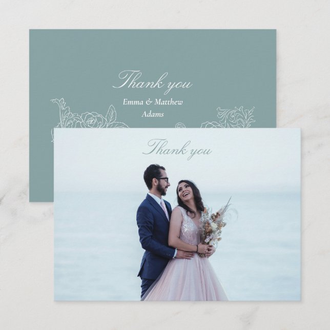 Carte De Remerciements Mariage photo classique (Devant / Derrière)