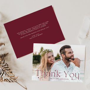 Carte De Remerciements Mariage photo classique Elegance Bourgogne