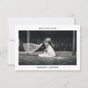 Carte De Remerciements Mariage photo classique moderne Meilleur jour jama