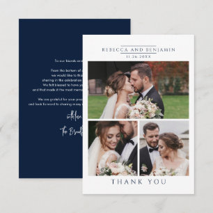 Carte De Remerciements Mariage Photo Collage Élégant