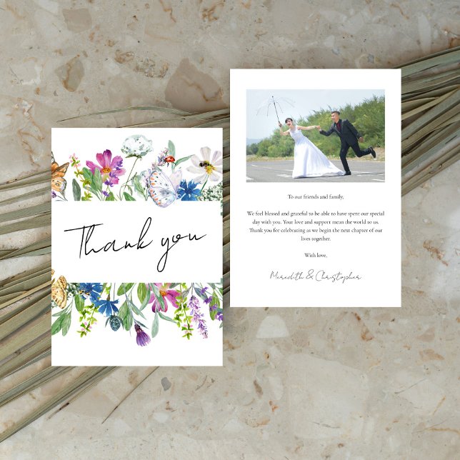 Carte De Remerciements Mariage photo couleur Fleur sauvage de printemps (Créateur téléchargé)