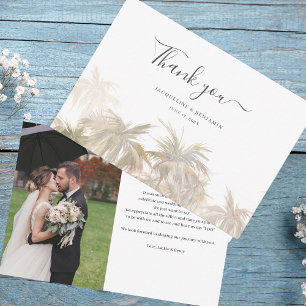 Carte De Remerciements Mariage photo d'aquarelle Palm Tree