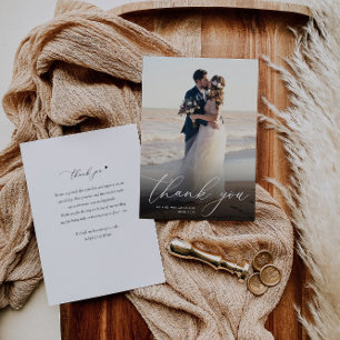 Carte De Remerciements mariage photo de calligraphie blanche moderne