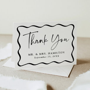 Carte De Remerciements Mariage photo de la crème moderne et de la trame B