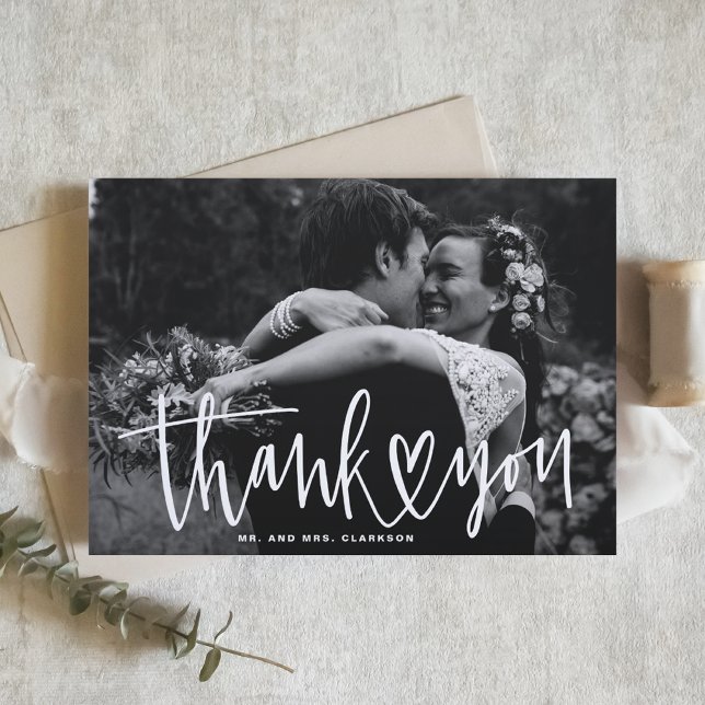 Carte De Remerciements Mariage photo de la main avec Heart Landscape (Créateur téléchargé)