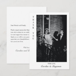 Carte De Remerciements Mariage photo de message personnalisé élégant mode