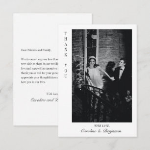 Carte De Remerciements Mariage photo de message personnalisé élégant mode