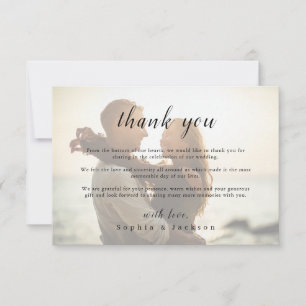 Carte De Remerciements Mariage photo de script romantique simple