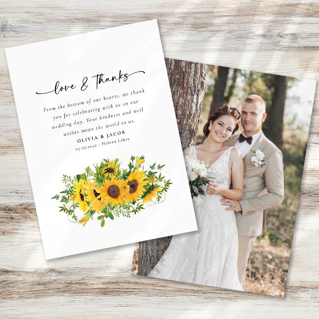 Carte De Remerciements Mariage photo de tournesol (Créateur téléchargé)