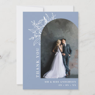 Carte De Remerciements Mariage photo Dusty Blue Botanical Floral Arch