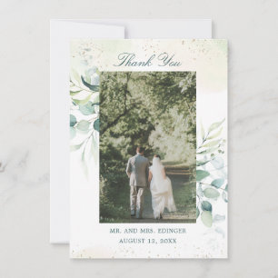 Carte De Remerciements Mariage Photo Élégant Eucalyptus