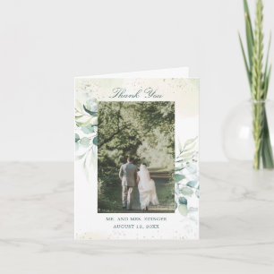Carte De Remerciements Mariage Photo Élégant Eucalyptus