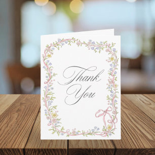 Carte De Remerciements Mariage photo élégant victorien avec ruban floral