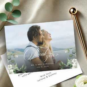 Carte De Remerciements Mariage photo Emerald Green moderne