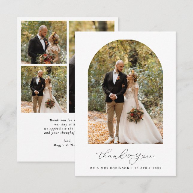 Carte De Remerciements Mariage photo en script simple (Devant / Derrière)