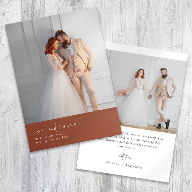 Carte De Remerciements Mariage photo en terre cuite orange brûlé (Créateur téléchargé)