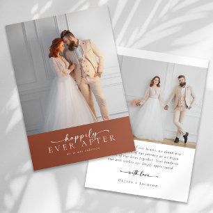 Carte De Remerciements Mariage photo en terre cuite orange brûlé