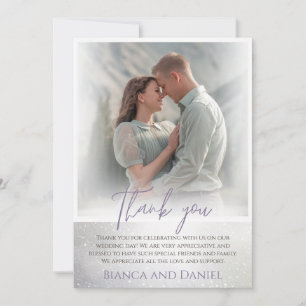 Carte De Remerciements mariage photo encadré blanc
