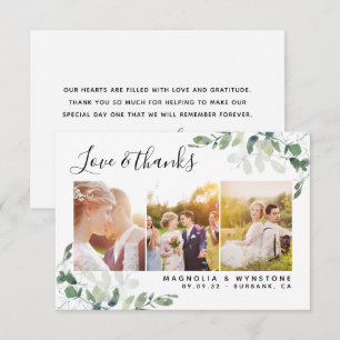 Carte De Remerciements mariage photo Eucalyptus 3,5 x 5 pouces