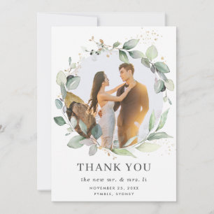 Carte De Remerciements Mariage photo feuilleté rustique chic