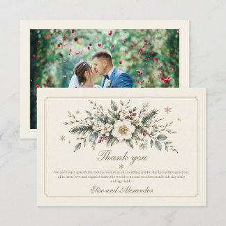Carte De Remerciements Mariage photo floral aquarelle botanique hivernal