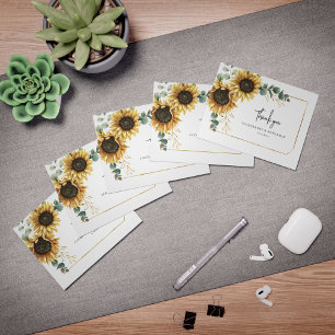 Carte De Remerciements Mariage photo floral de tournesol Eucalyptus