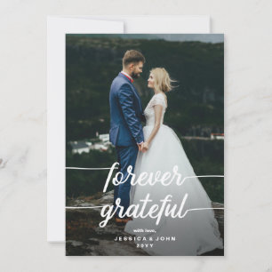 Carte De Remerciements Mariage photo Forever Grateful Rustic Script 2
