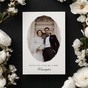 Carte De Remerciements Mariage Photo Géométrique Élégant Moderne