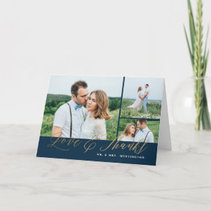 Carte De Remerciements Mariage photo Gold Script Love and Thanks