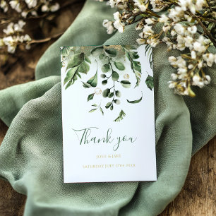 Carte De Remerciements Mariage photo, mariage vert feuille jardin