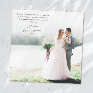 Carte De Remerciements Mariage photo minimaliste carré