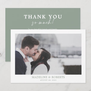 Carte De Remerciements Mariage photo minimaliste Sage vert