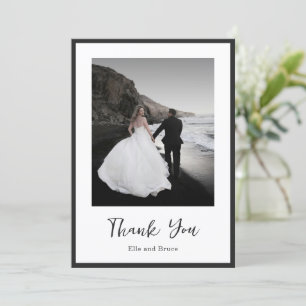 Carte De Remerciements Mariage Photo Minimaliste Typographie Moderne
