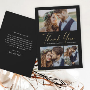 Carte De Remerciements Mariage photo Modern Gold Script 3
