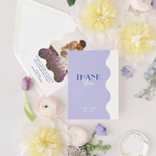 Carte De Remerciements Mariage photo moderne Blue Lavender Wave