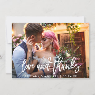 Carte De Remerciements Mariage photo moderne Brush Script Love Thanks