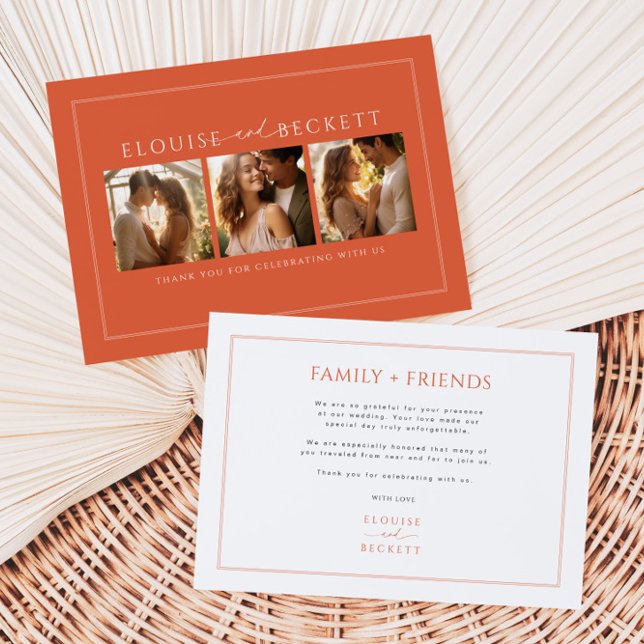 Carte De Remerciements Mariage photo moderne Burnt Orange (Créateur téléchargé)