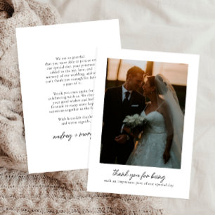 Carte De Remerciements Mariage photo Moderne et Chic