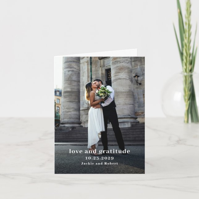 Carte De Remerciements Mariage photo moderne minimal (Devant)