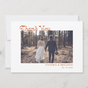 Carte De Remerciements Mariage photo moderne Retro Whimsical