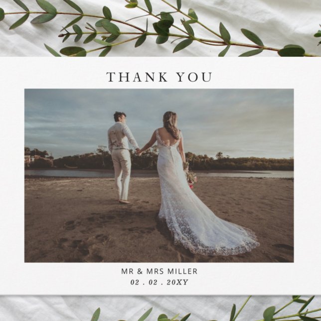 Carte De Remerciements Mariage photo moderne simple et élégant (Créateur téléchargé)