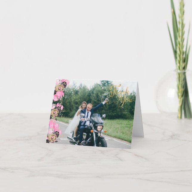 Carte de remerciements Mariage photo moto (Devant)