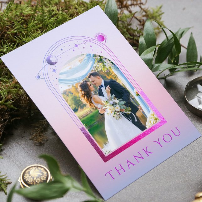 Carte De Remerciements Mariage photo Mystic Sunset Rose Sun Moon Star (Créateur téléchargé)